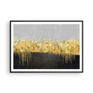 Poster in einem schwarzem Rahmen - Abstrakte Komposition in Gold- und Schwarztönen - 100x70cm - Nach innen und nach oben - Moderne Wanddekoration für Wohnzimmer und Schlafzimmer ARTTOR