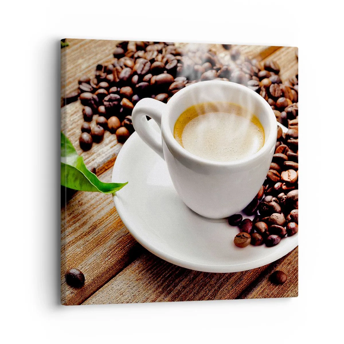 Bild auf Leinwand - Leinwandbild - Kaffee auf der Bank - 30x30 cm