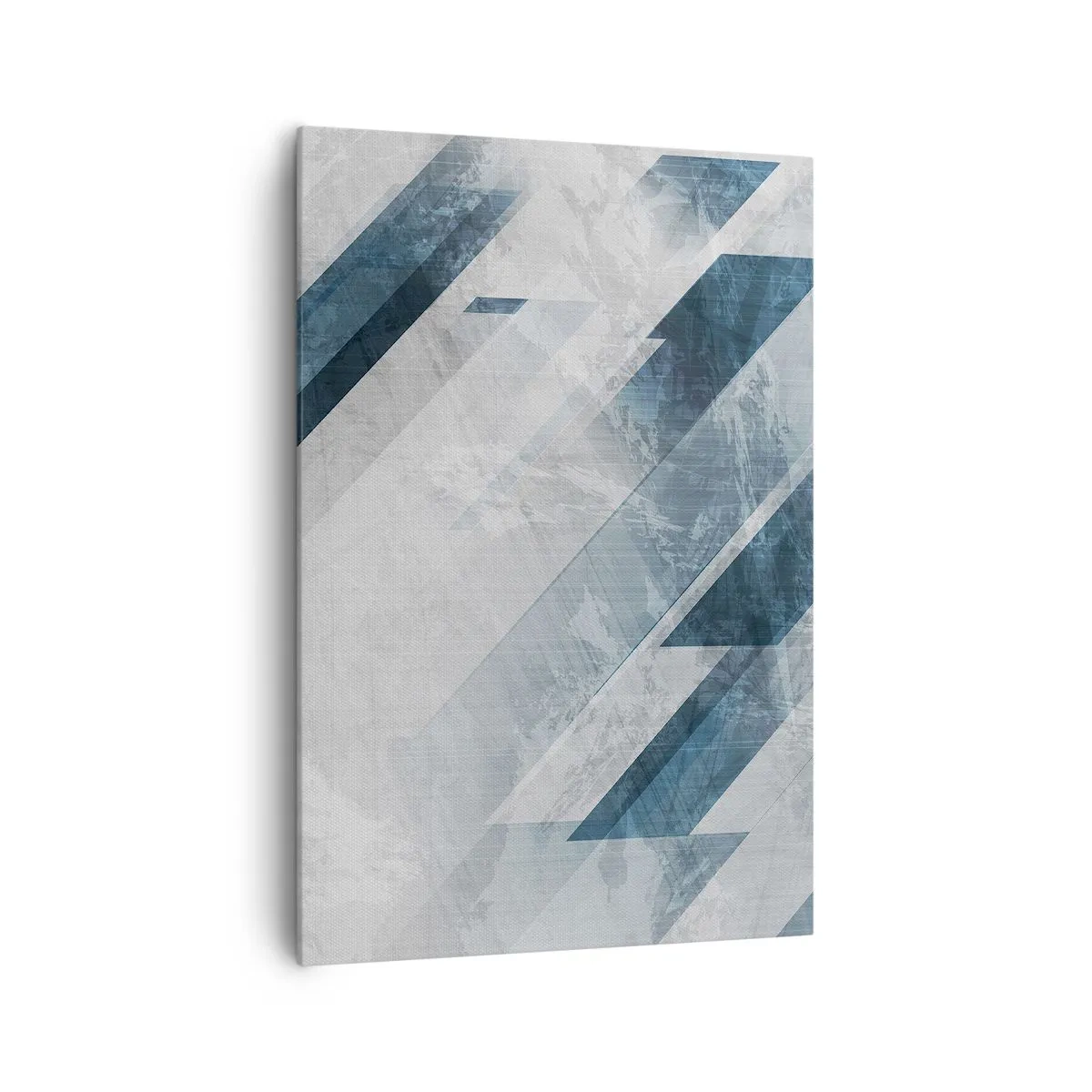 Bild auf Leinwand - Leinwandbild - Abstrakte Linien in Grau- und Blautönen - 70x100cm - Räumliche Komposition - graue Bewegung - Moderne Wanddekoration für Wohnzimmer und Schlafzimmer ARTTOR