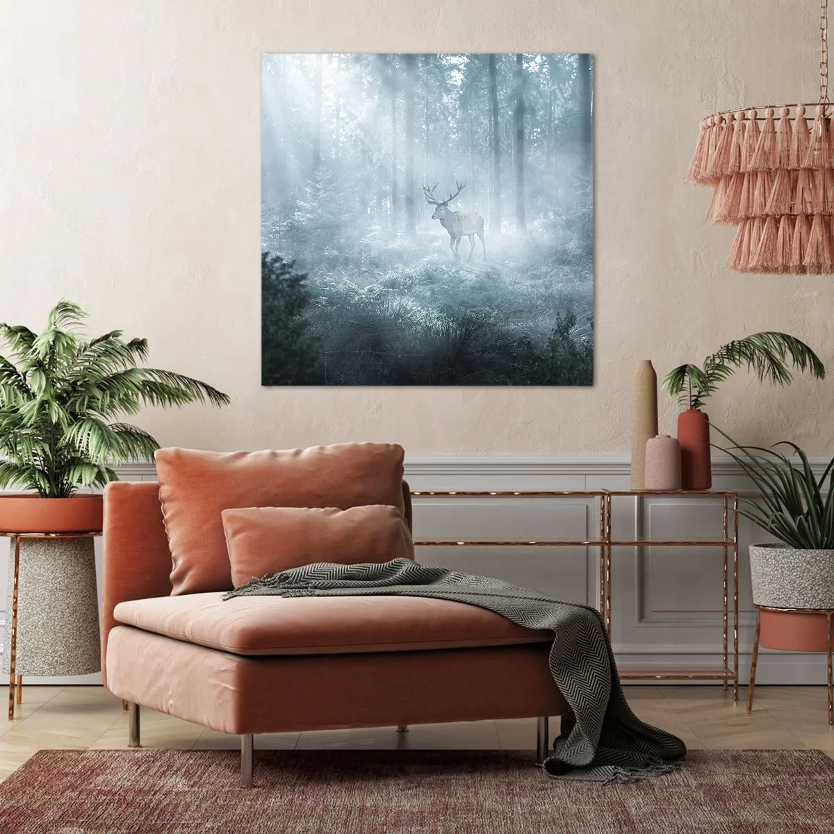 Bild auf Leinwand - Leinwandbild - Morgenvisite auf dem Grundstück - 60x60 cm