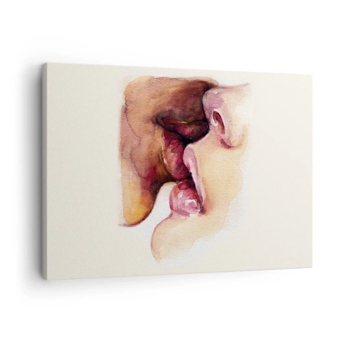 Bild auf Leinwand - Leinwandbild - Ein Aquarell einer Nahaufnahme eines Gesichts - 70x50cm - Wie Tag und Nacht, Erde und Himmel - Moderne Wanddekoration für Wohnzimmer und Schlafzimmer ARTTOR