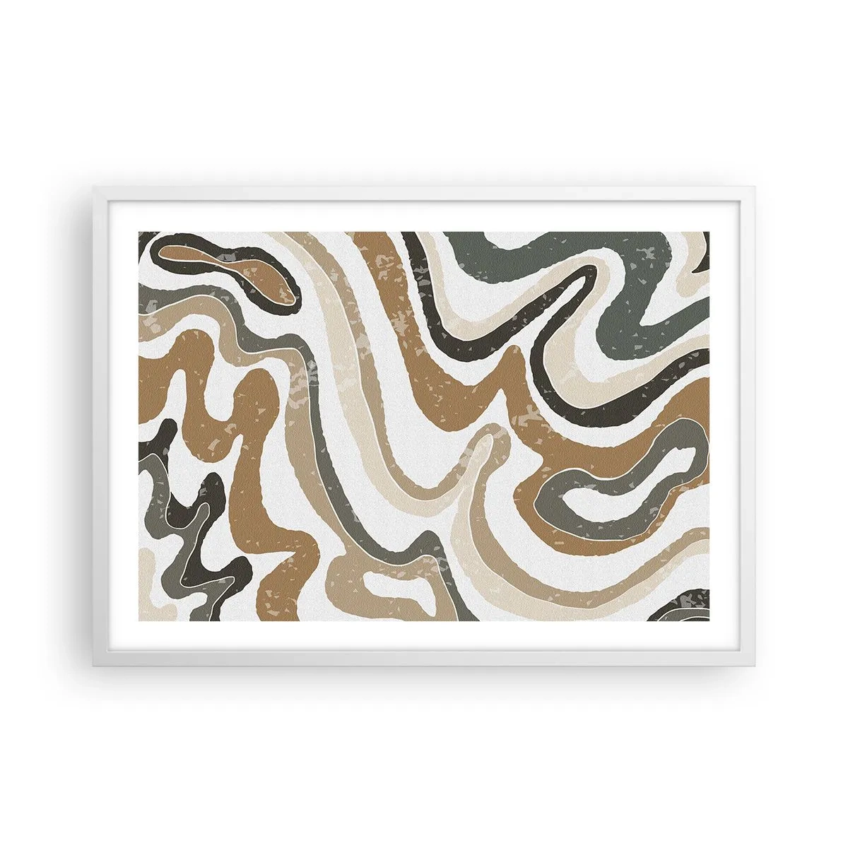 Poster in einem weißen Rahmen - Mäander in Erdfarben - 70x50 cm