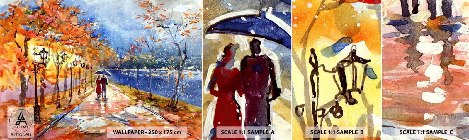 Fototapetenmuster Standard Eco - Gemeinsam bis an die Grenze der Zeit - Landschaft, Parkstraße, Bäume - 100x30 cm