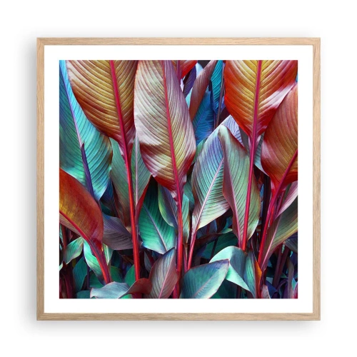 Poster in einem Rahmen aus heller Eiche - Buntes Dickicht - 60x60 cm