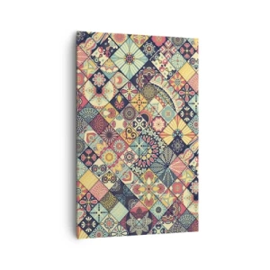 Bild auf Leinwand - Leinwandbild - Bunte geometrische Muster, inspiriert vom marokkanischen Stil - 80x120cm - marokkanische Atmosphäre - Moderne Wanddekoration für Wohnzimmer und Schlafzimmer ARTTOR