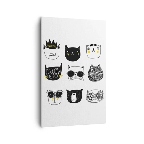 Bild auf Leinwand - Leinwandbild - Stilvolle Katzenillustrationen im minimalistischen Stil - 80x120cm - Jeder andere - Moderne Wanddekoration für Wohnzimmer und Schlafzimmer ARTTOR