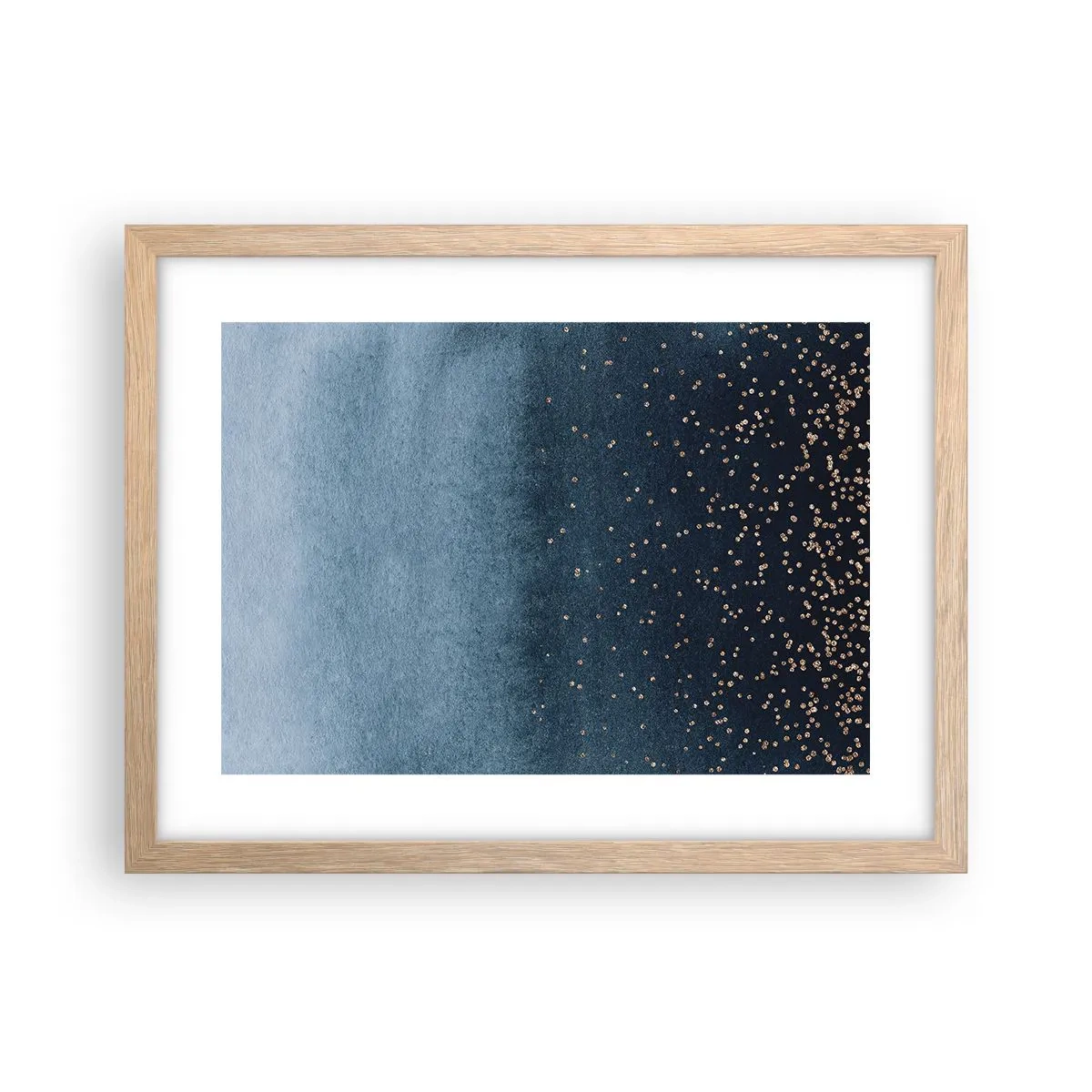 Poster in einem Rahmen aus heller Eiche - Komposition - blaue Phasen - 40x30 cm