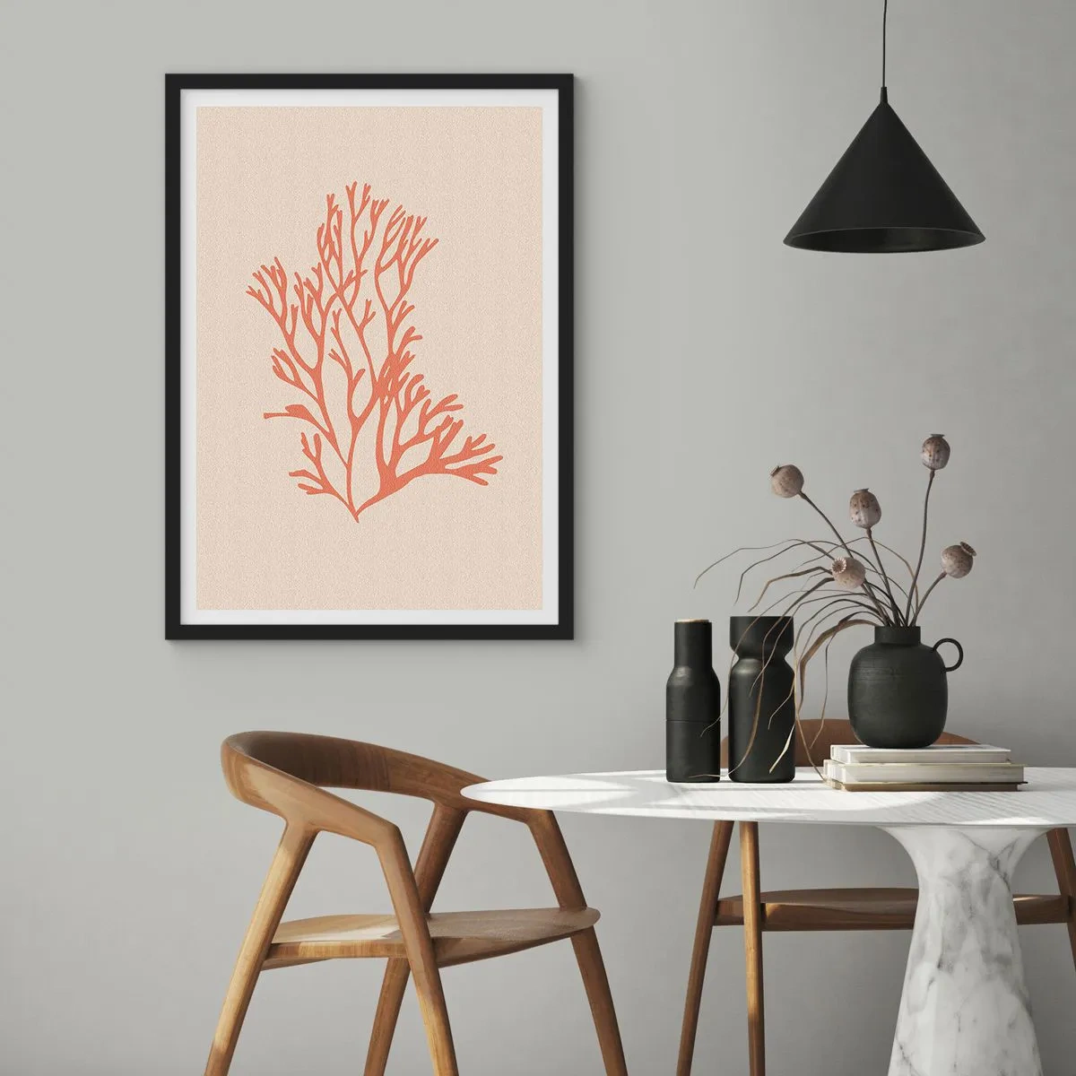 Poster in einem schwarzem Rahmen - Korallenfiligran - 61x91 cm