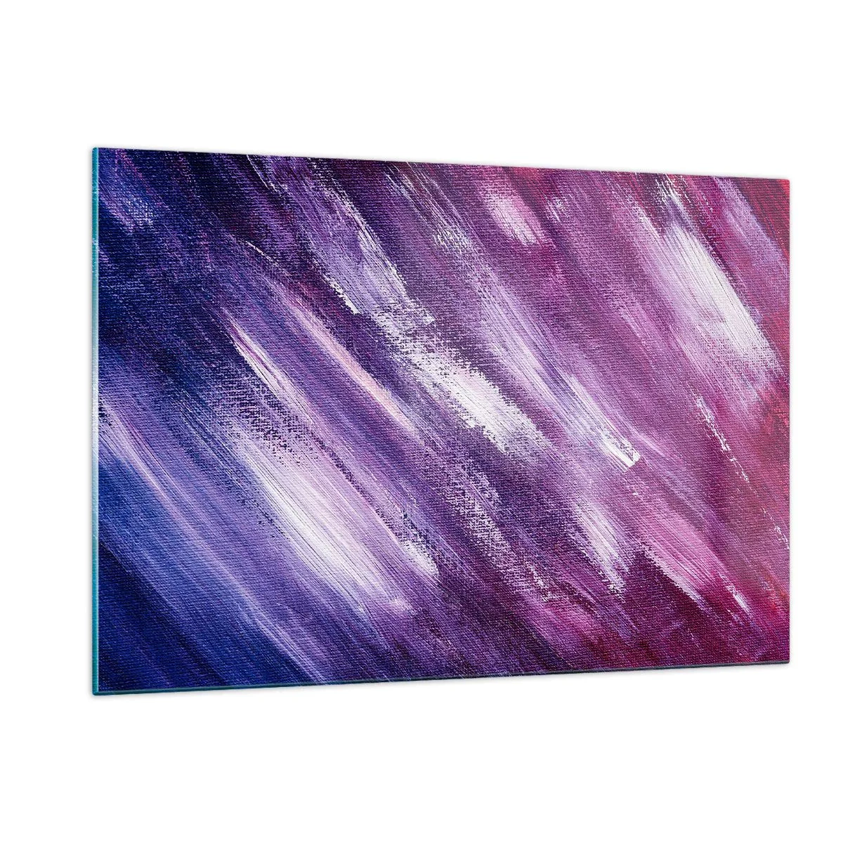 Glasbild - Bild auf glas - Abstraktes Gemälde in Lila- und Weißtönen - 120x80cm - Wenn der sonnige Wind weht - Moderne Wanddekoration für Wohnzimmer und Schlafzimmer ARTTOR