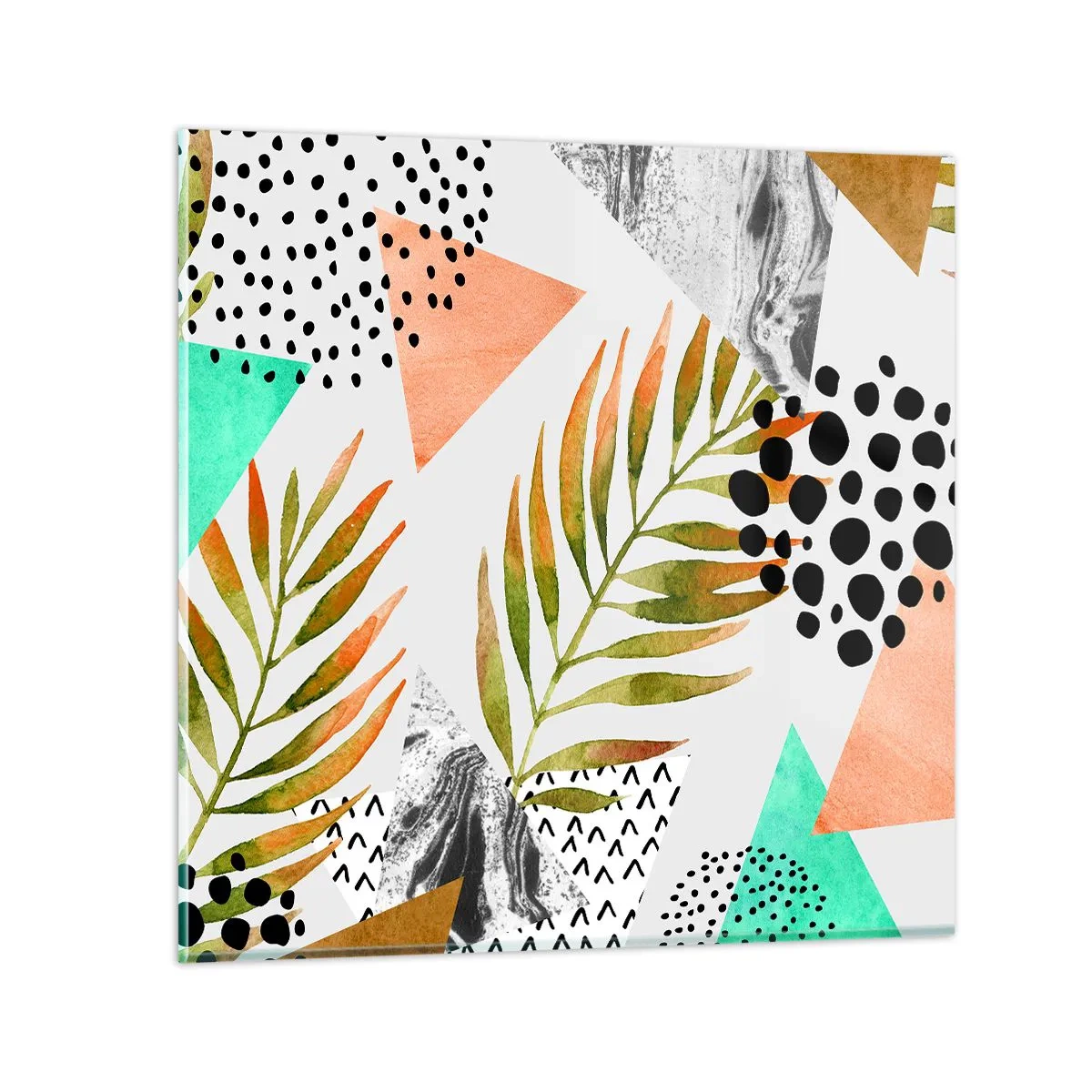 Glasbild - Bild auf glas - Dekoration mit Palmblatt - 60x60 cm