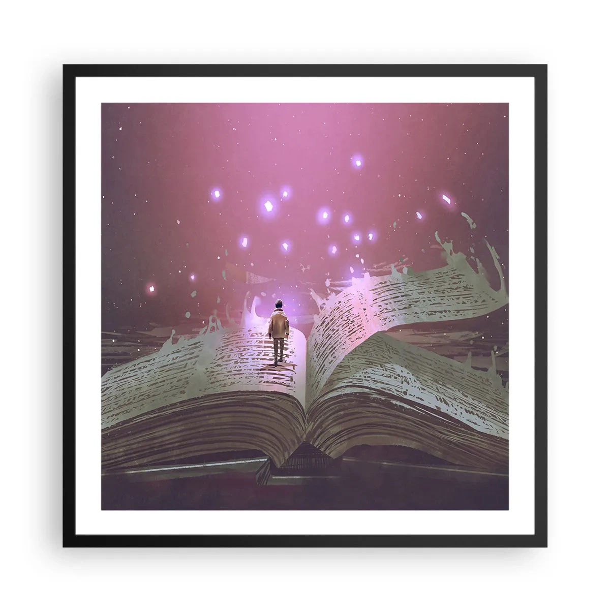 Poster in einem schwarzem Rahmen - Einladung in eine andere Welt - lesen Sie! - 60x60 cm