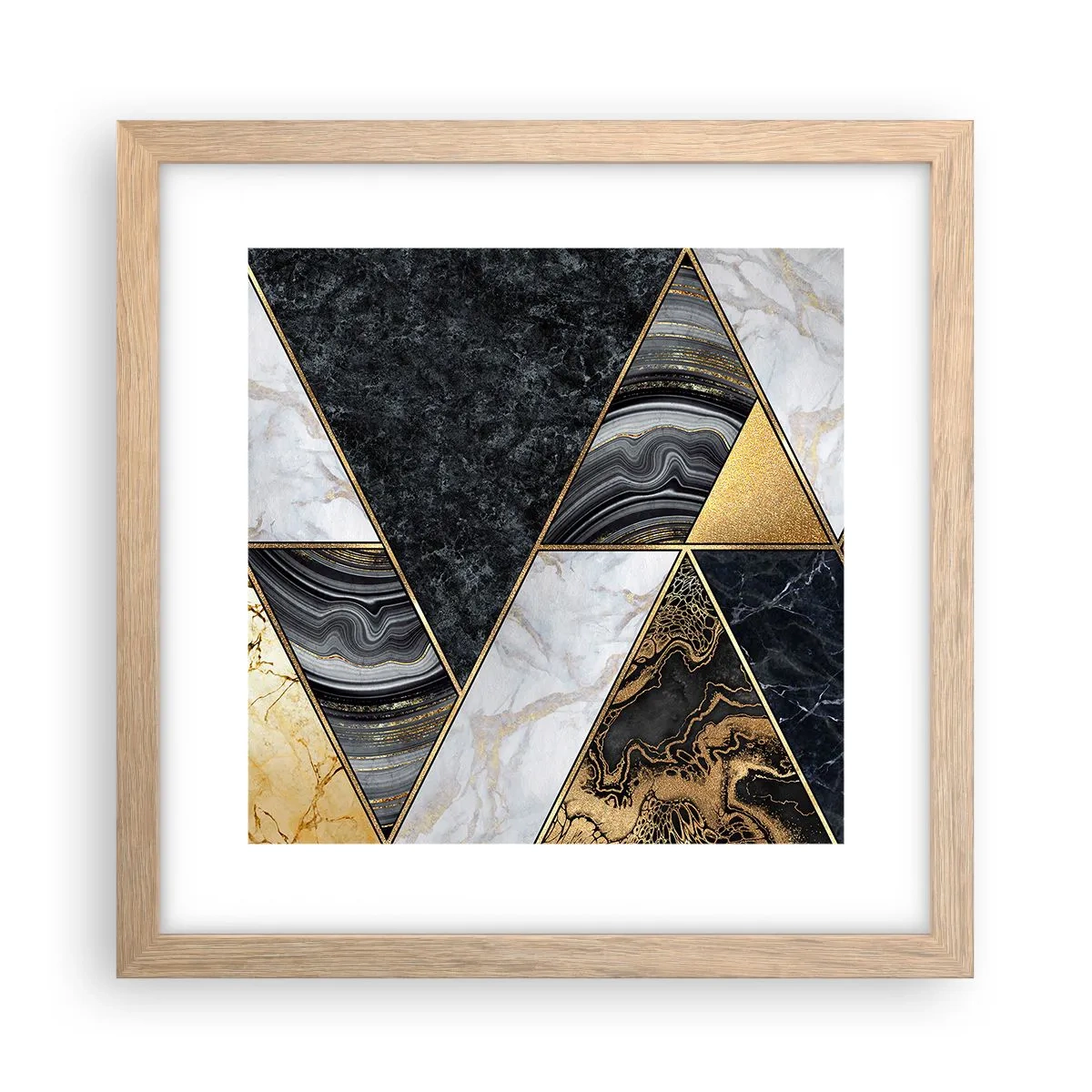 Poster in einem Rahmen aus heller Eiche - Stein um Stein - 30x30 cm