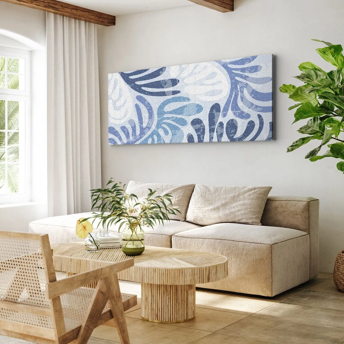 Bild auf Leinwand - Leinwandbild - Blaue Farne - 100x40 cm