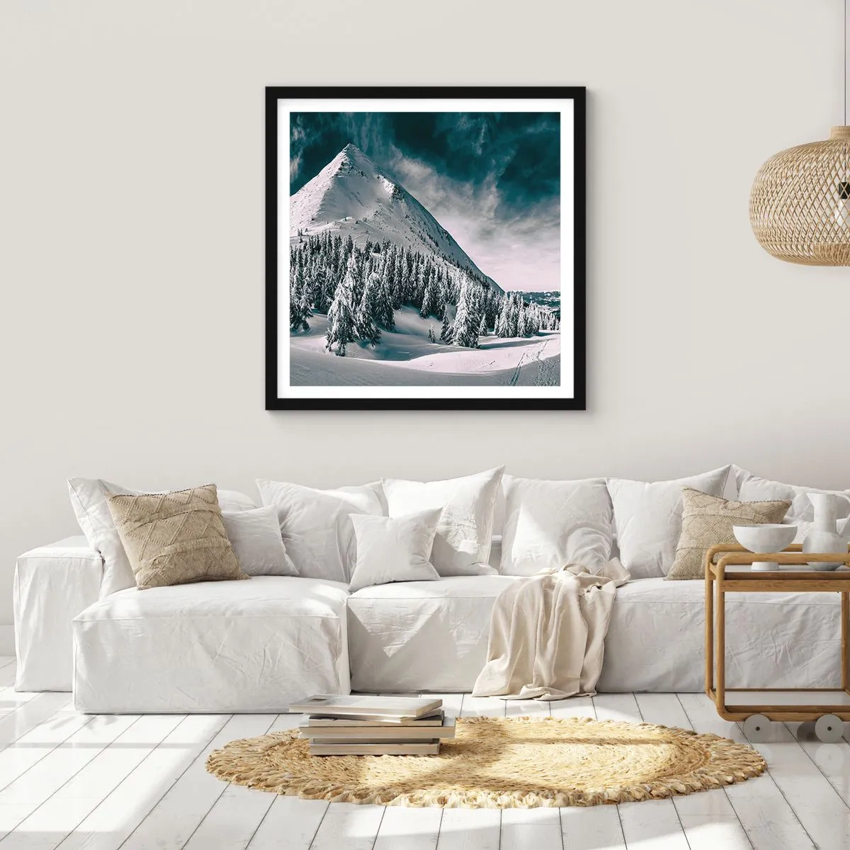 Poster in einem schwarzem Rahmen - Das Land aus Schnee und Eis - 30x30 cm