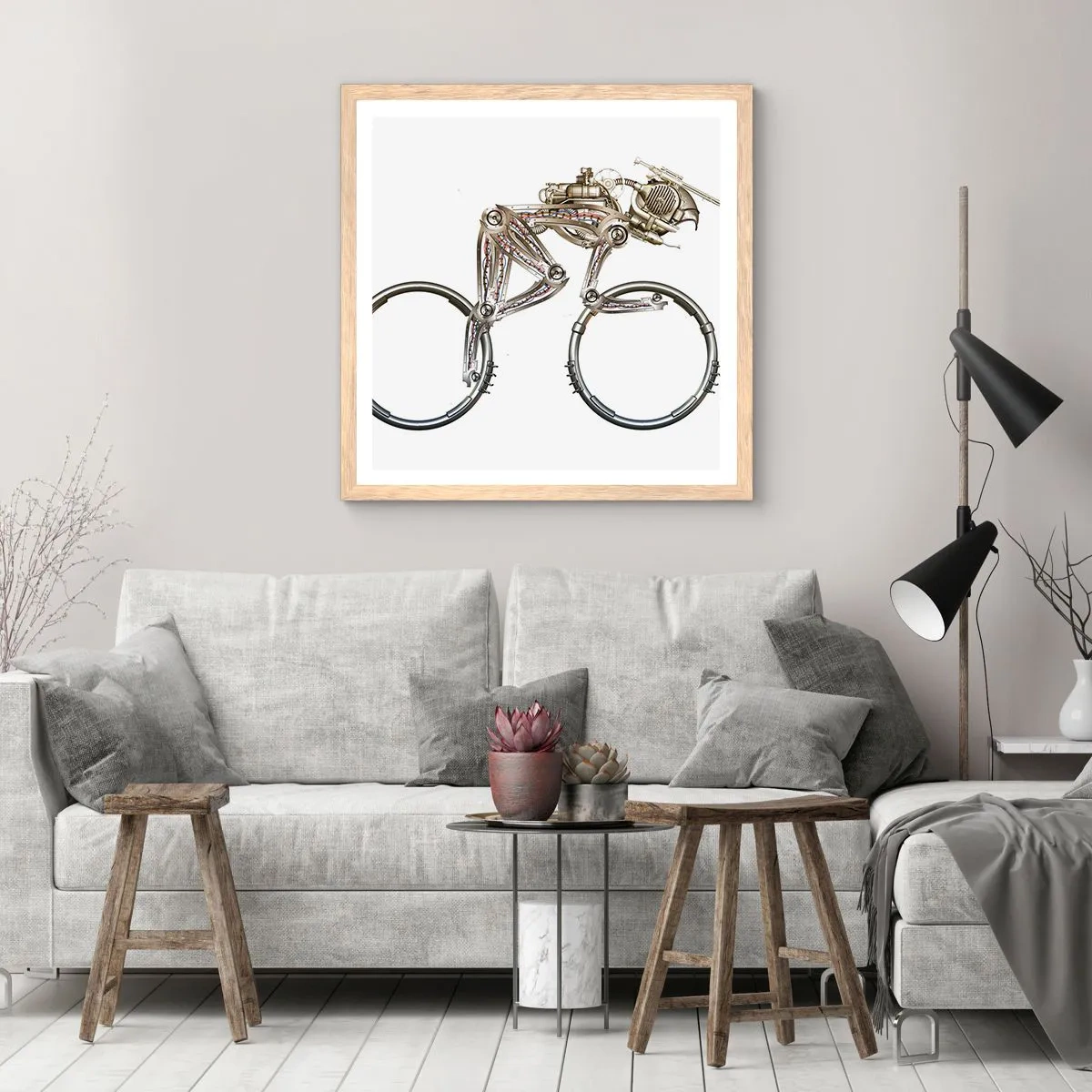 Poster in einem Rahmen aus heller Eiche - Eine tolle Maschine - 30x30 cm
