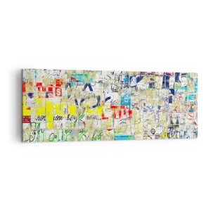 Bild auf Leinwand - Leinwandbild - Abstrakte Graffiti mit bunten Inschriften und Mustern - 140x50cm - Es freut einfach die Augen - Moderne Wanddekoration für Wohnzimmer und Schlafzimmer ARTTOR