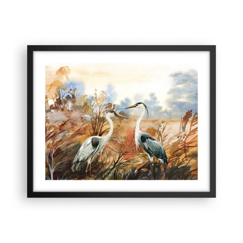 Poster in einem schwarzem Rahmen - Wohin im Herbst? - 50x40 cm