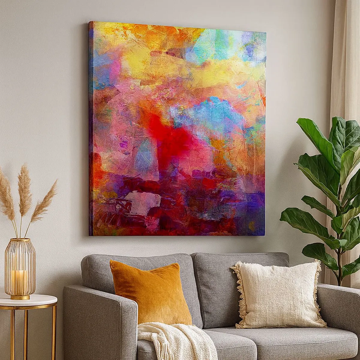 Bild auf Leinwand - Leinwandbild - Schau in den Regenbogen - 30x30 cm