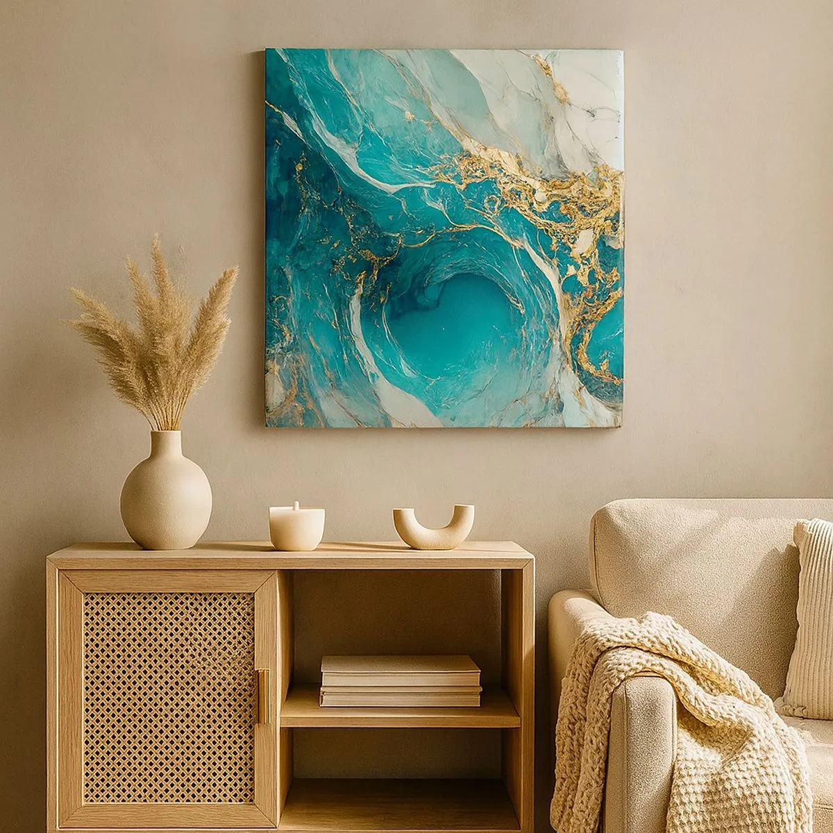 Bild auf Leinwand - Leinwandbild - Komposition mit Goldadern - 30x30 cm