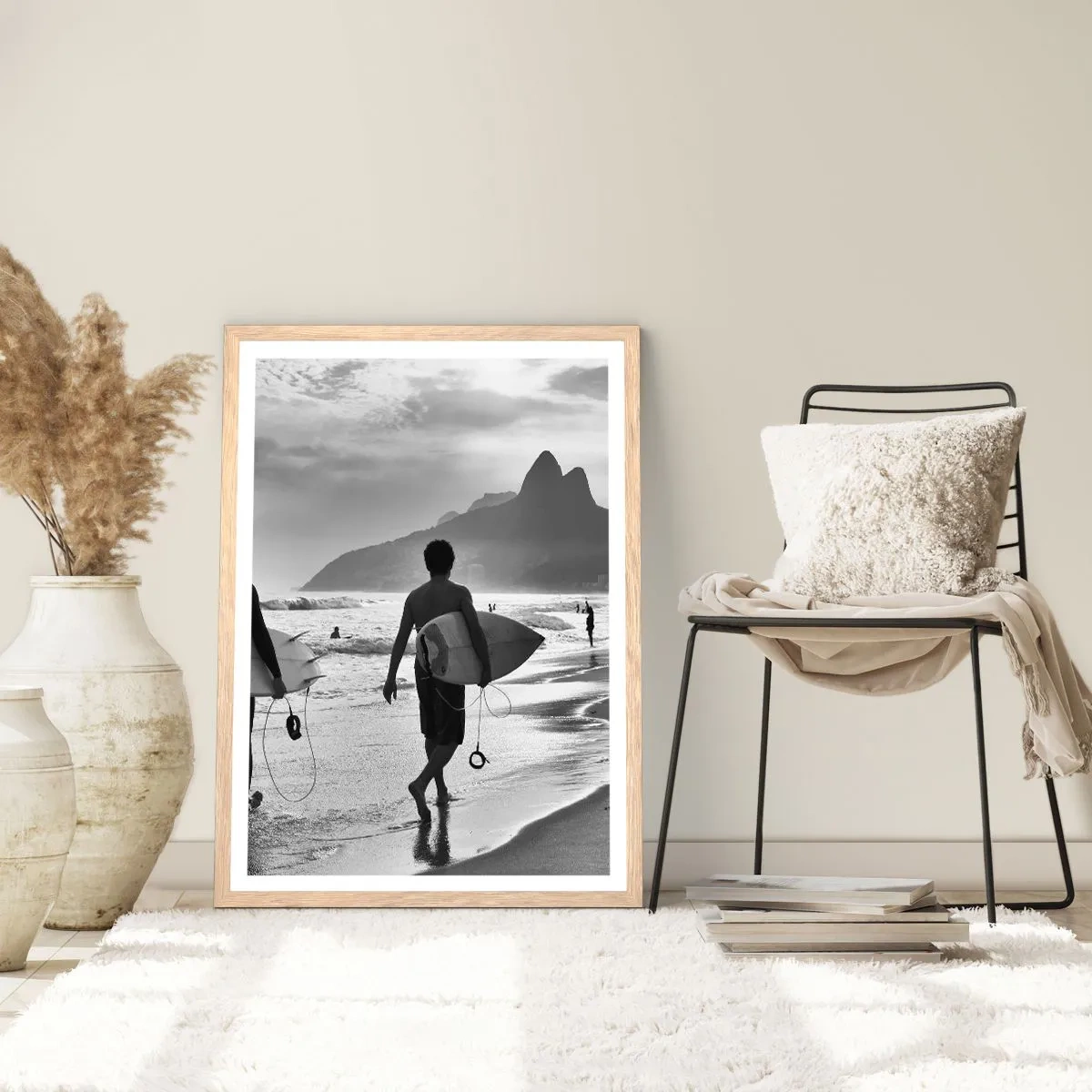 Poster in einem Rahmen aus heller Eiche - Single-Wave-Samba - 70x100 cm