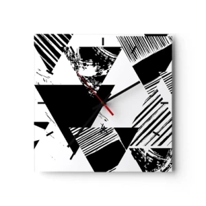 Wanduhr - Glasuhr - Regen von Dreiecken - 40x40 cm