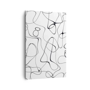 Bild auf Leinwand - Leinwandbild - Abstrakte schwarze Linien auf weißem Hintergrund im minimalistischen Stil - 80x120cm - Lebenswege, Wechselfälle - Moderne Wanddekoration für Wohnzimmer und Schlafzimmer ARTTOR