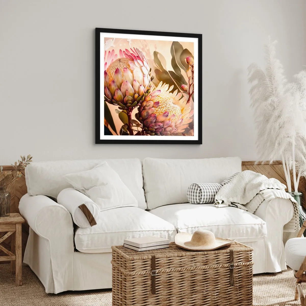 Poster in einem schwarzem Rahmen - Zärtlich umarmt - 60x60 cm