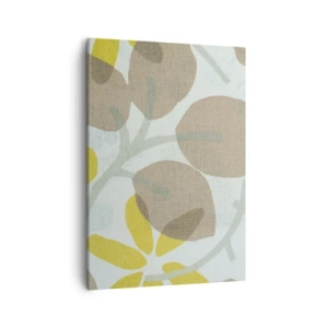 Bild auf Leinwand - Leinwandbild - Abstrakte Blätter in Beige- und Gelbtönen - 50x70cm - Komposition in voller Sonne - Moderne Wanddekoration für Wohnzimmer und Schlafzimmer ARTTOR