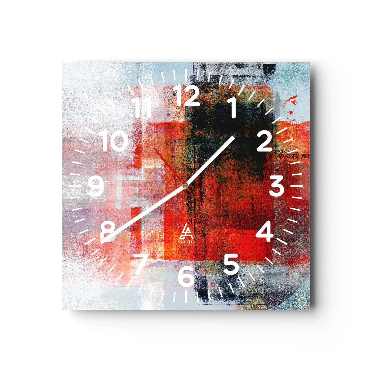 Wanduhr - Glasuhr - Komposition leuchtet - 40x40 cm