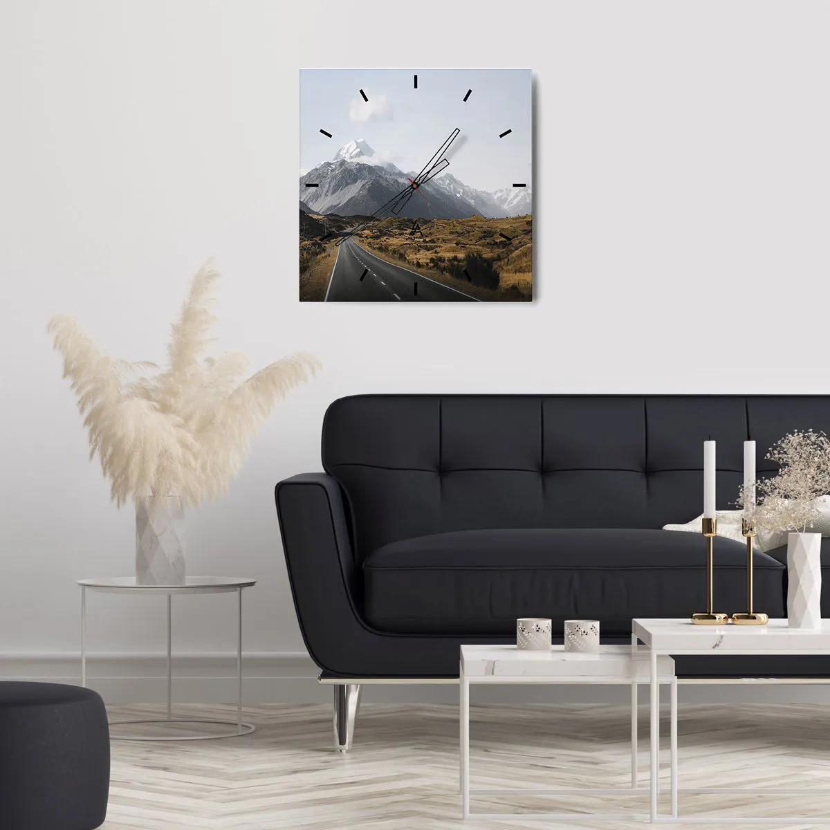 Wanduhr - Glasuhr - Der Weg ins Herz der Berge - 40x40 cm