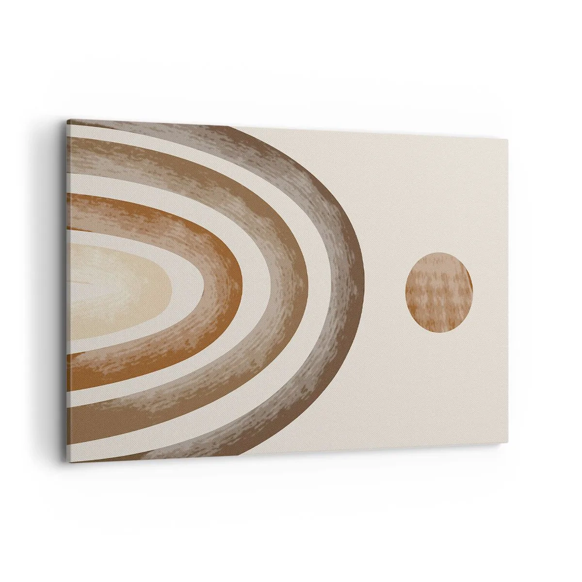 Bild auf Leinwand - Leinwandbild - Geometrisches Planetenmotiv in Brauntönen - 120x80cm - In einer weit entfernten Galaxie - Moderne Wanddekoration für Wohnzimmer und Schlafzimmer ARTTOR
