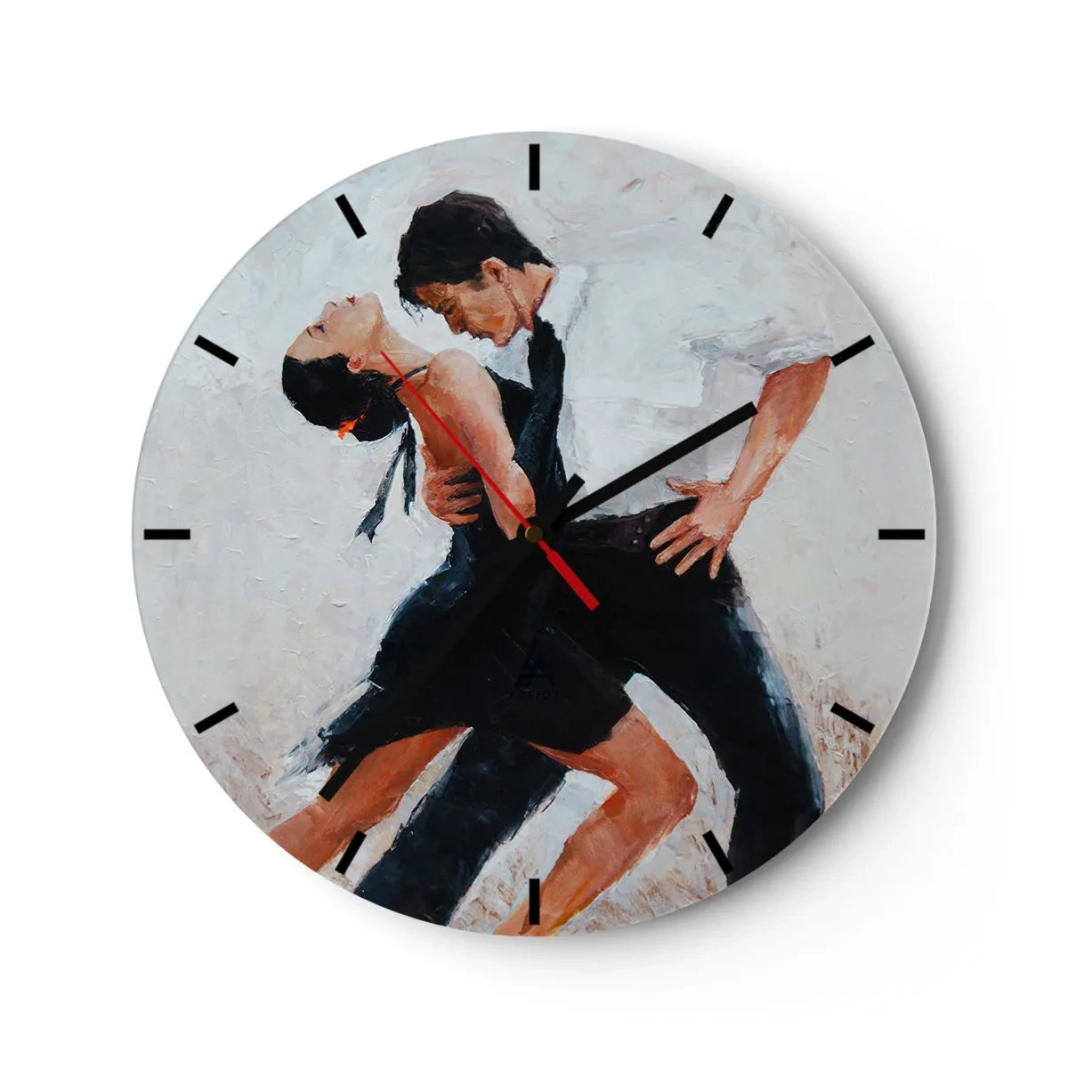 Wanduhr - Glasuhr - Ein Paar tanzt Tango in einer dynamischen, leidenschaftlichen Pose - 30x30cm - Tango meiner Träume und Träume - Moderne Wanddekoration für Wohnzimmer, Küche und Schlafzimmer ARTTOR