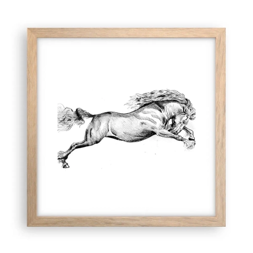Poster in einem Rahmen aus heller Eiche - Im Galopp festgehalten - 30x30 cm