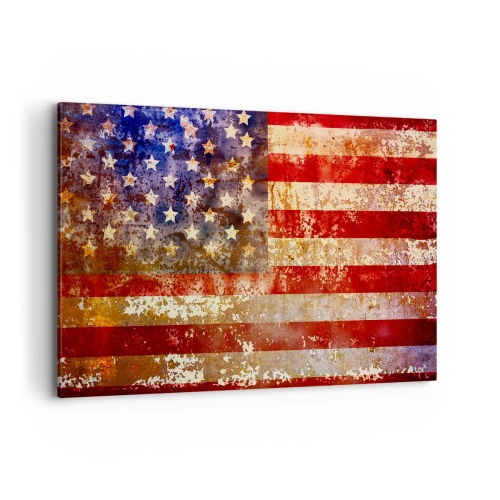 Bild auf Leinwand - Leinwandbild - Stilisierte US-Flagge mit gealtertem Effekt - 100x70cm - Ruhm verblasst nicht - Moderne Wanddekoration für Wohnzimmer und Schlafzimmer ARTTOR
