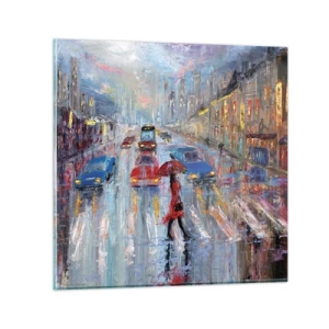 Glasbild - Bild auf glas - Regnerischer Nachmittag in der Stadt - 60x60 cm