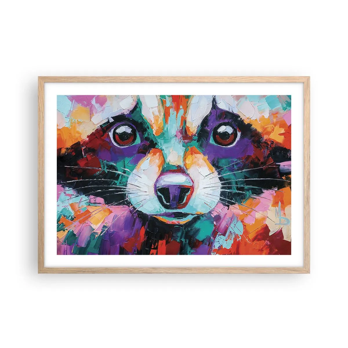 Poster in einem Rahmen aus heller Eiche - Nur gute Emotionen - 70x50 cm