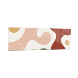 Glasbild - Bild auf glas - Eine abstrakte Komposition in Pastelltönen mit dynamischen Formen. - 160x50cm - Kringel oder Schnörkel? - Moderne Wanddekoration für Wohnzimmer und Schlafzimmer ARTTOR