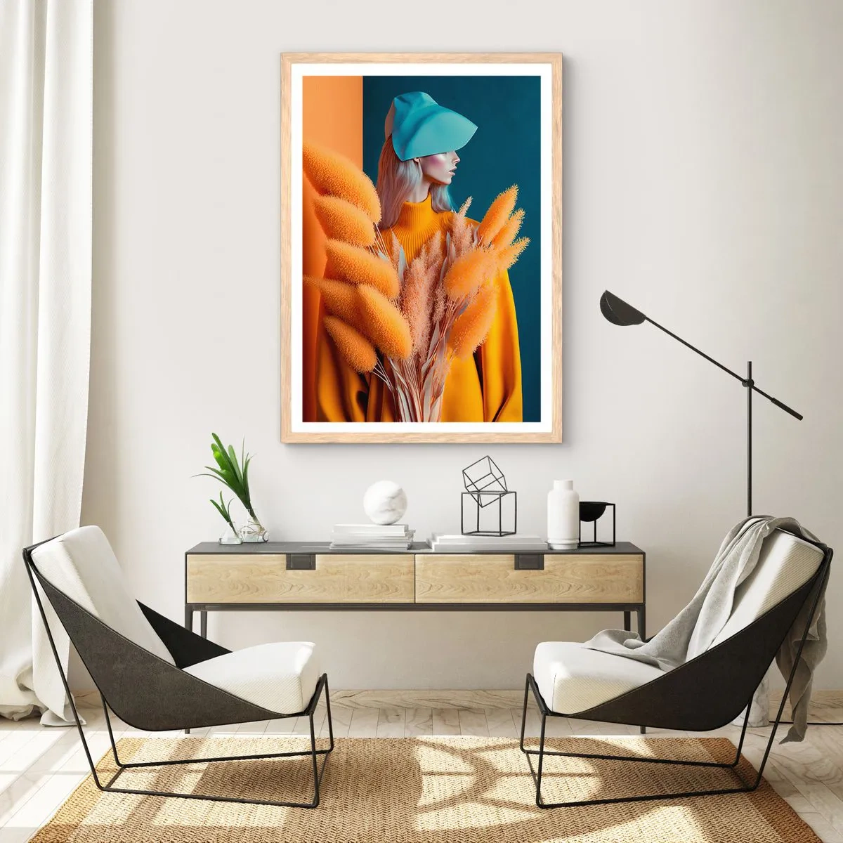 Poster in einem Rahmen aus heller Eiche - Flauschiges Porträt - 50x70 cm