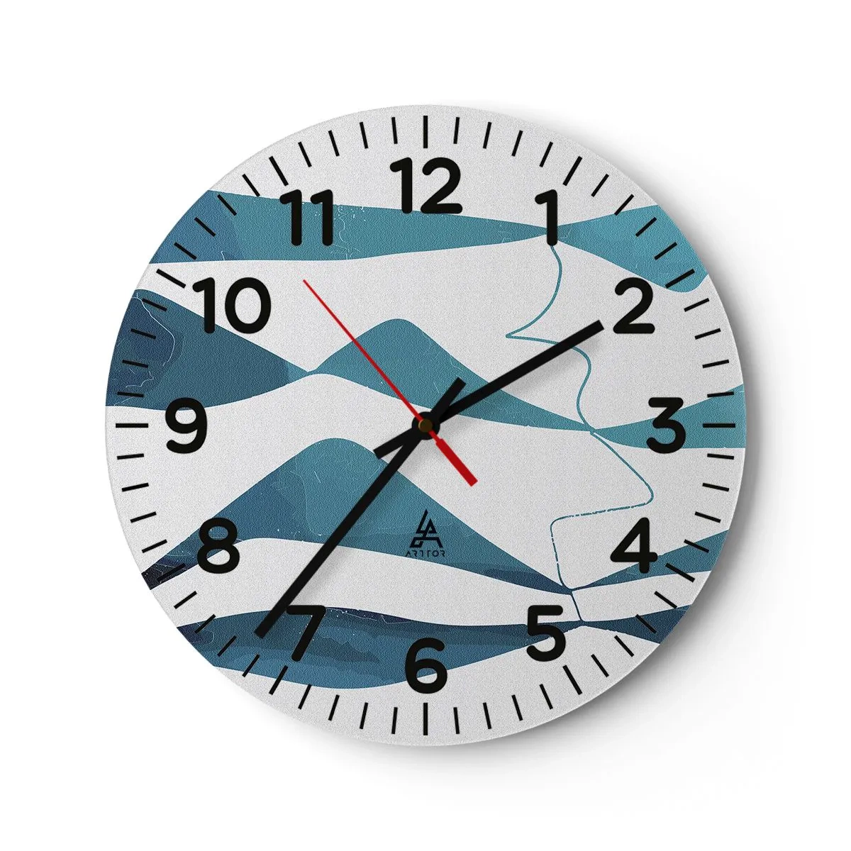 Wanduhr - Glasuhr - Abstraktion: türkisfarbene Verbindung - 30x30 cm
