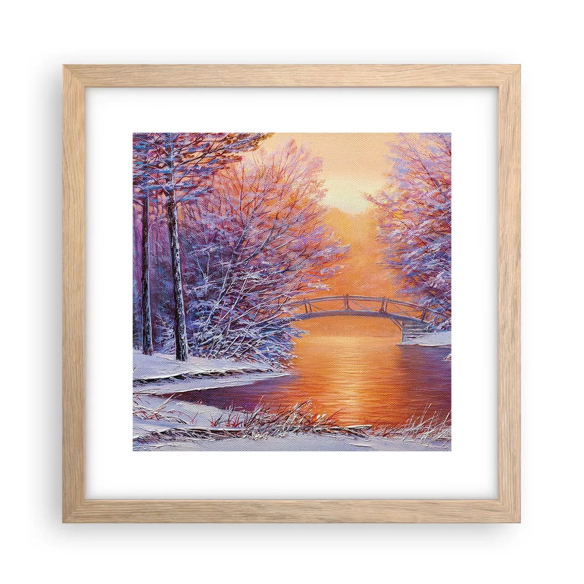 Poster in einem Rahmen aus heller Eiche - Treffen wir uns hier - 30x30 cm