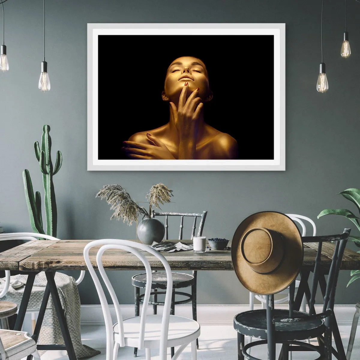 Poster in einem weißen Rahmen - Wie goldene Seide - 100x70 cm