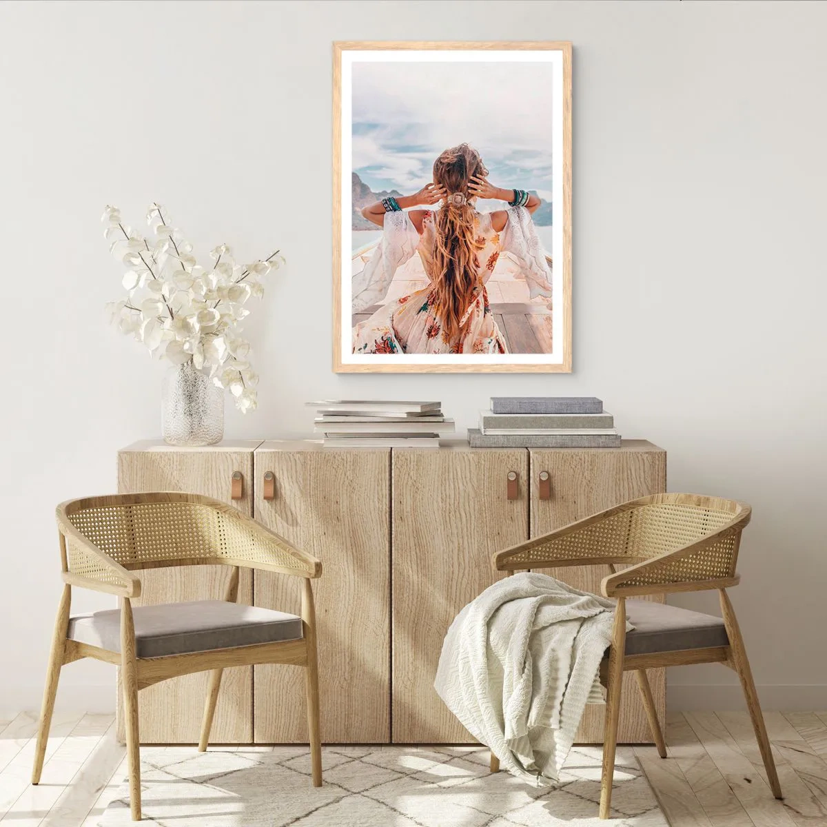 Poster in einem Rahmen aus heller Eiche - Auf dem Weg zum Glück - 70x100 cm