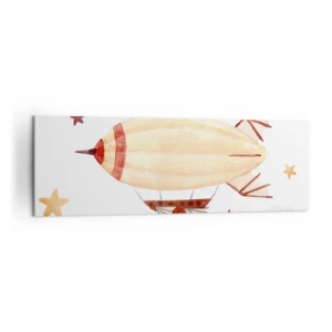 Bild auf Leinwand - Leinwandbild - Ein handbemaltes Luftschiff vor Sternenhimmel - 160x50cm - Luftschiff - Moderne Wanddekoration für Wohnzimmer und Schlafzimmer ARTTOR