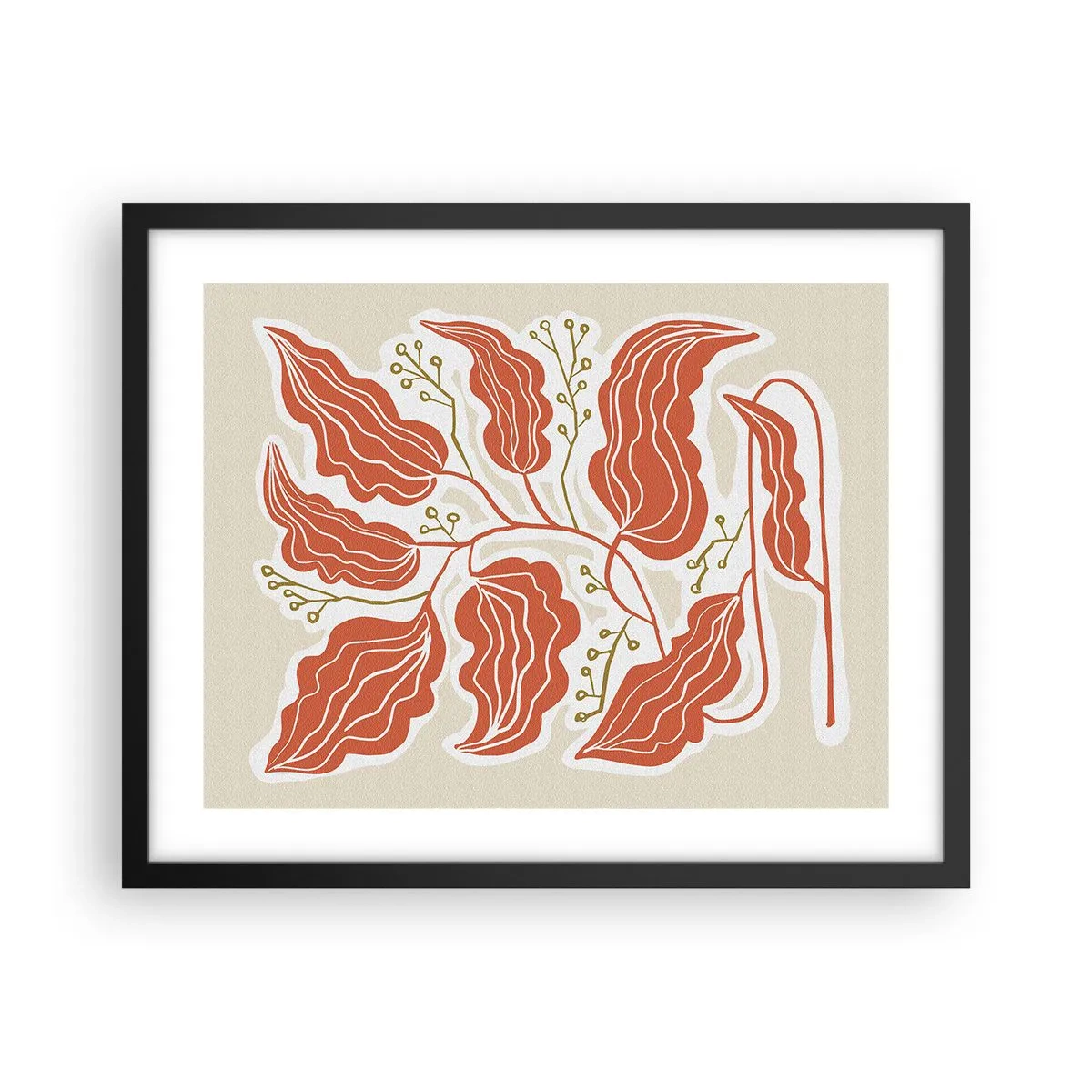 Poster in einem schwarzem Rahmen - Im Folkstil und korallenartig - 50x40 cm