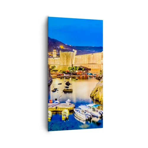 Bild auf Leinwand - Leinwandbild - Beleuchtete Nacht an der Adria - 65x120 cm