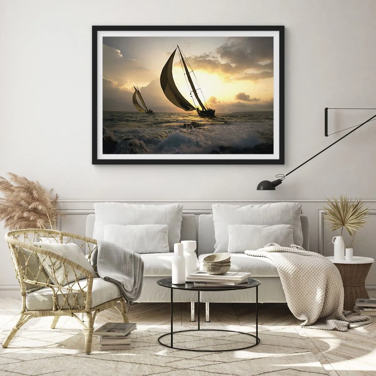 Poster in einem schwarzem Rahmen - Mit dem Wind und gegen den Wind - 91x61 cm