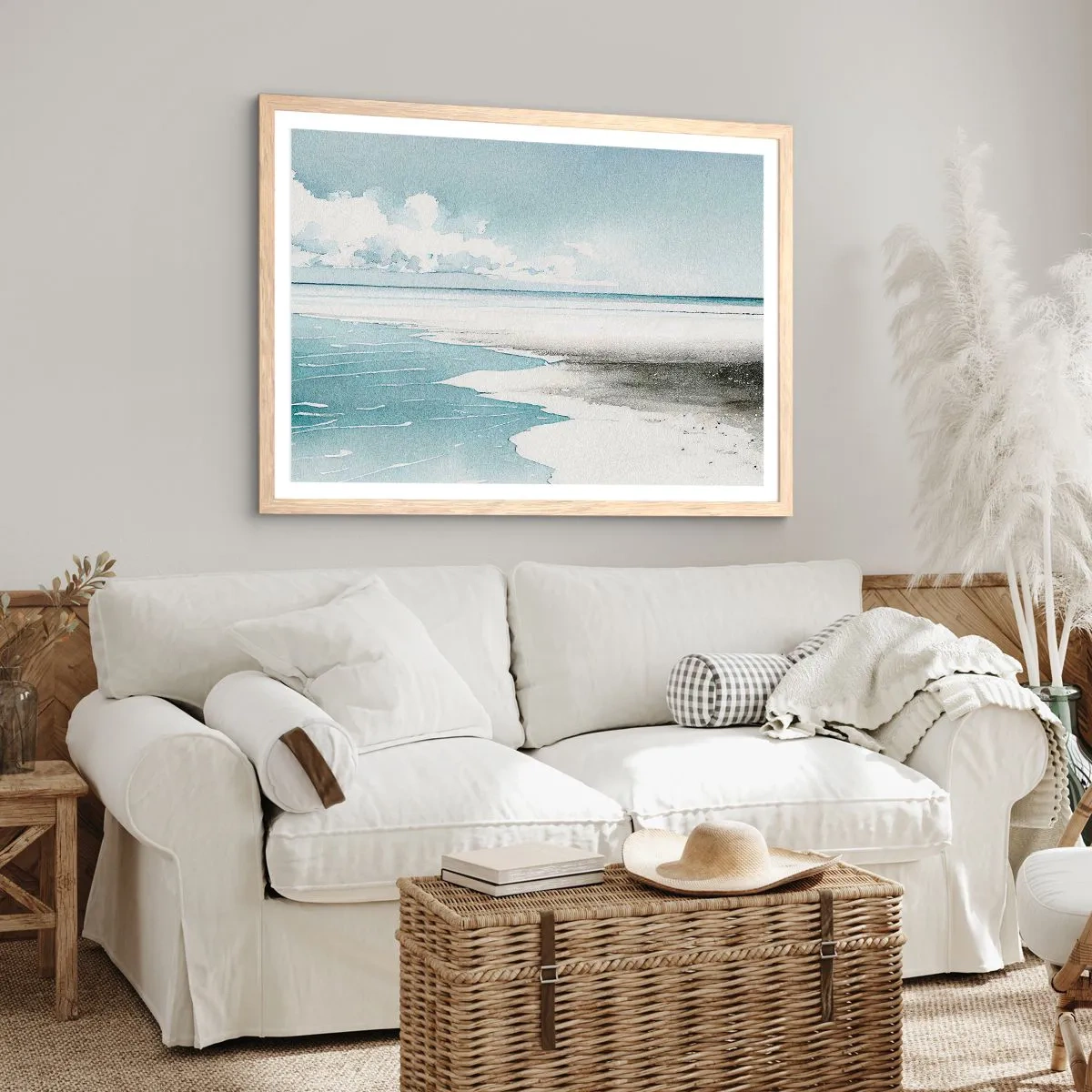 Poster in einem Rahmen aus heller Eiche - Sanfte Flut - 91x61 cm