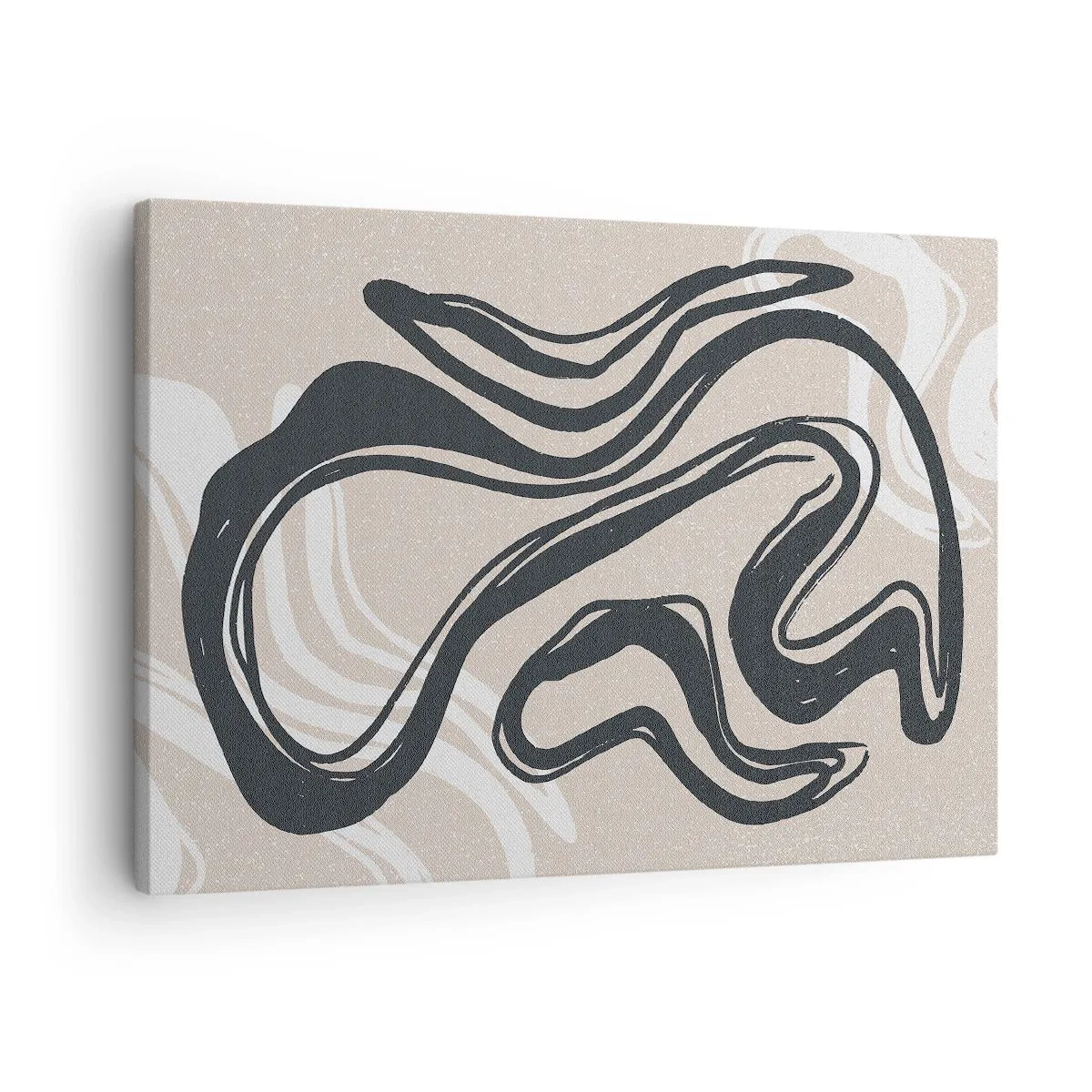 Bild auf Leinwand - Leinwandbild - Abstrakte Linien in dunklen Farbtönen auf beigem Hintergrund - 70x50cm - Vervielfachter Ausdruck - Moderne Wanddekoration für Wohnzimmer und Schlafzimmer ARTTOR