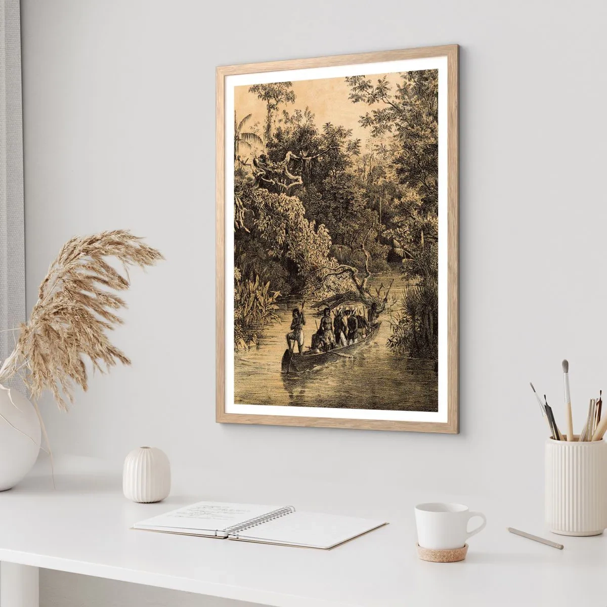 Poster in einem Rahmen aus heller Eiche - Expedition zur Quelle - 70x100 cm