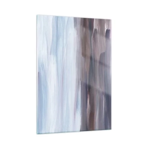 Glasbild - Bild auf glas - Horizontale Wasserstreifen in Blau- und Brauntönen im abstrakten Stil - 50x70cm - Elemente: Wasser - Moderne Wanddekoration für Wohnzimmer und Schlafzimmer ARTTOR